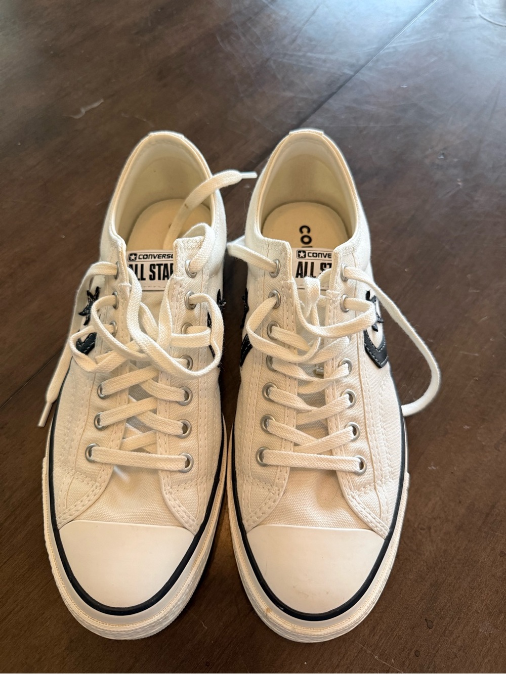 Converse Low-Top Canvas Sneakers in Cream with Black Star